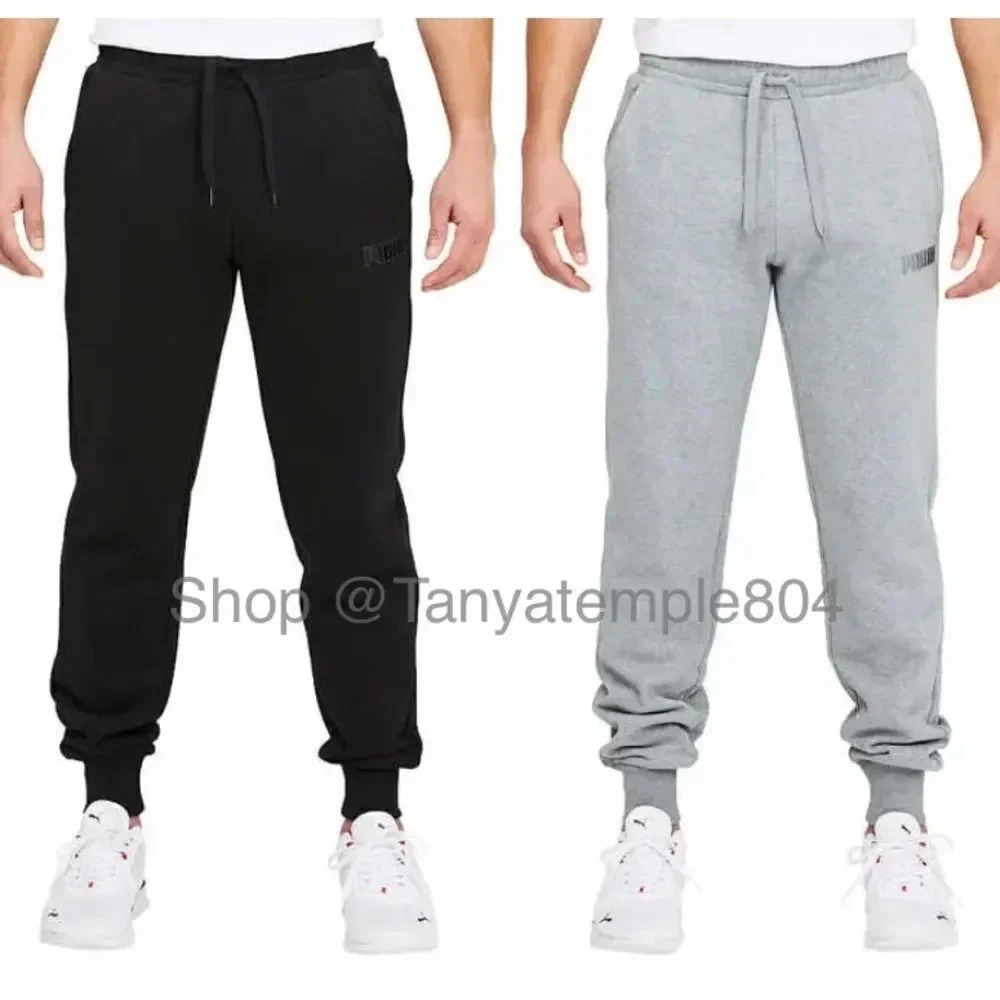 Puma Mens Fleece Pants, 2 Pack XL Gray Black